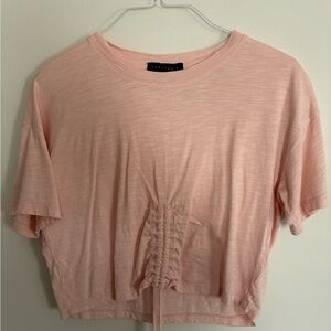 Sanctuary Light Pink Ruched Short Sleeve Tee